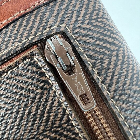 Vtg Christian Dior Herringbone Wallet Clutch Brown Leather Made in Spain - Picture 7 of 14